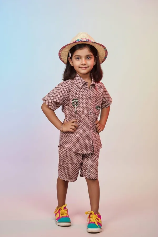 Brown_Printed_Co-Ord_Set_For_Girls_With_Straw_Hat