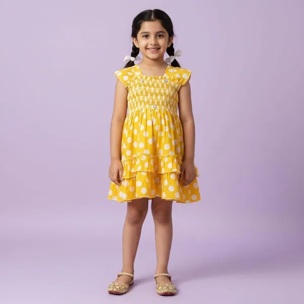 Yellow_Polka_Dot_Smocked_Dress_For_Girls
