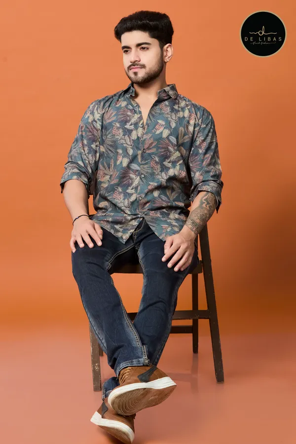 Teal_Green_Floral_Tencil_Digital_Print_Shirt_For_Men