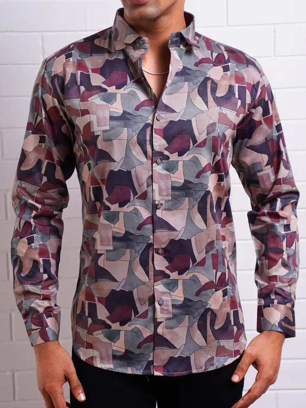 Maroon_Colourful_Paint_Effect_Digital_Print_Shirt_For_Men
