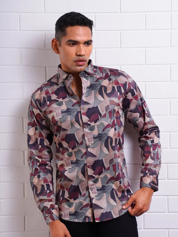 Maroon_Colourful_Paint_Effect_Digital_Print_Shirt_For_Men