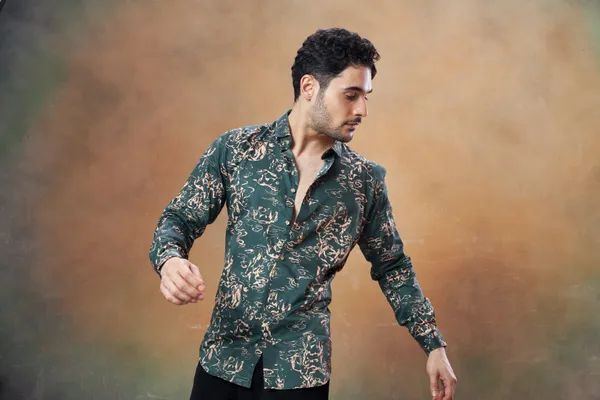 Bottle_Green_And_Cream_Digital_Print_Shirt_For_Men