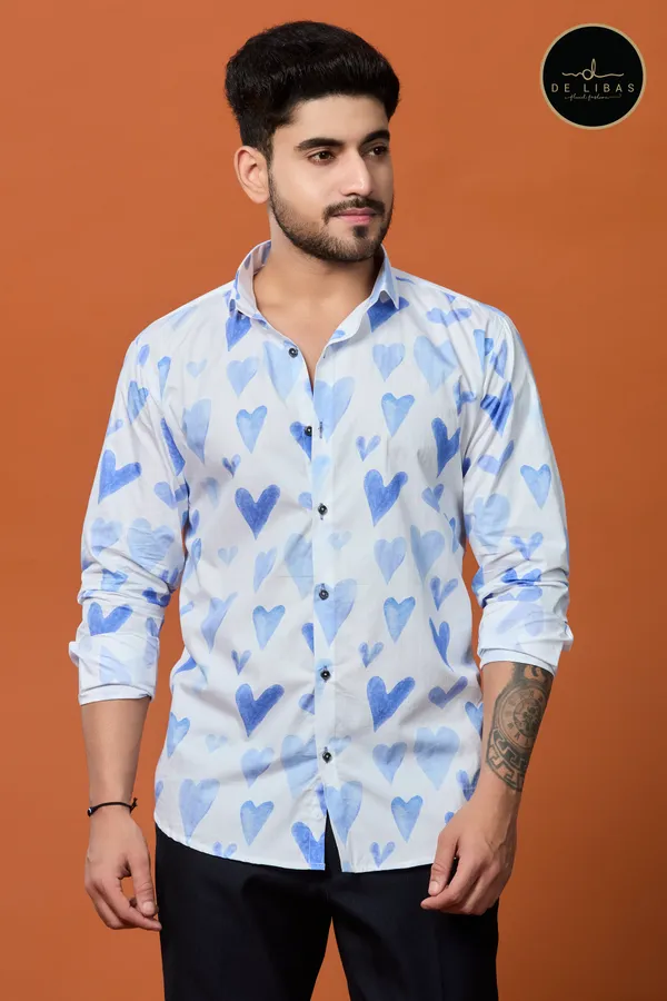 White_And_Blue_Heart_Digital_Print_Shirt_For_Men