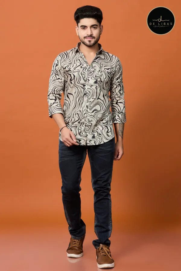 Beige_&_Black_Abstract_Digital_Print_Shirt_for_Men