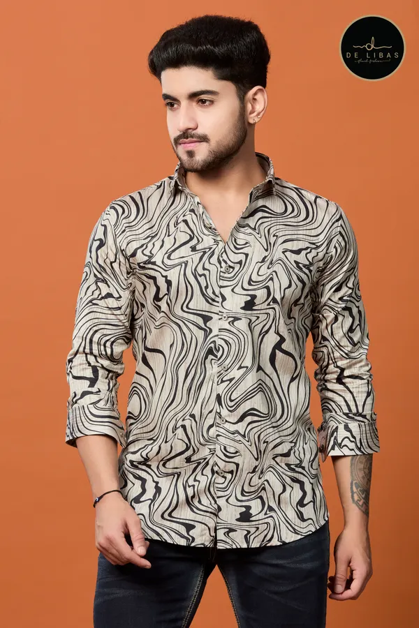 Beige_&_Black_Abstract_Digital_Print_Shirt_for_Men