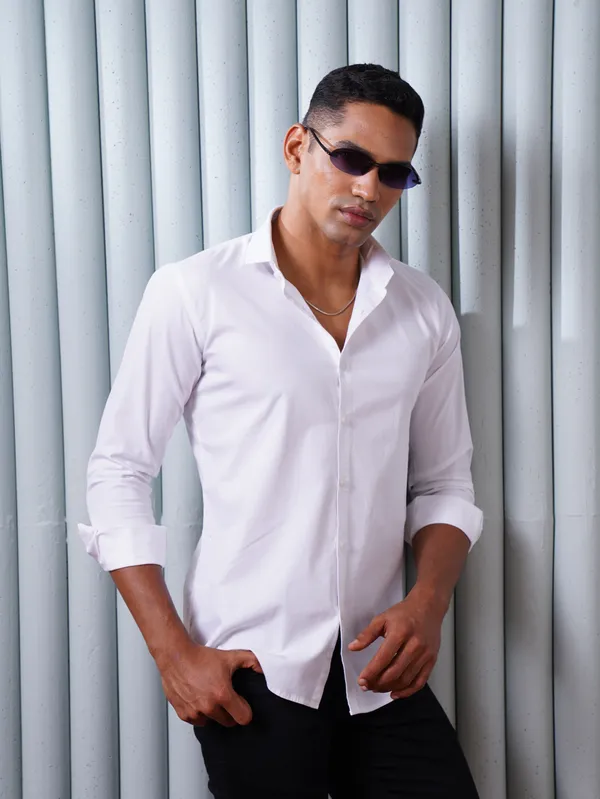 White_Monopoly_Premium_Lycra_Shirt_For_Men