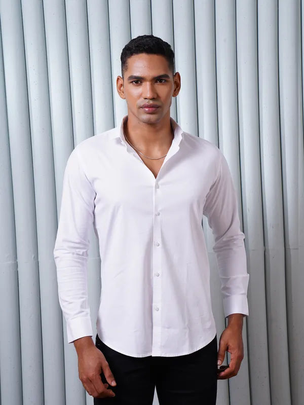 White_Monopoly_Premium_Lycra_Shirt_For_Men