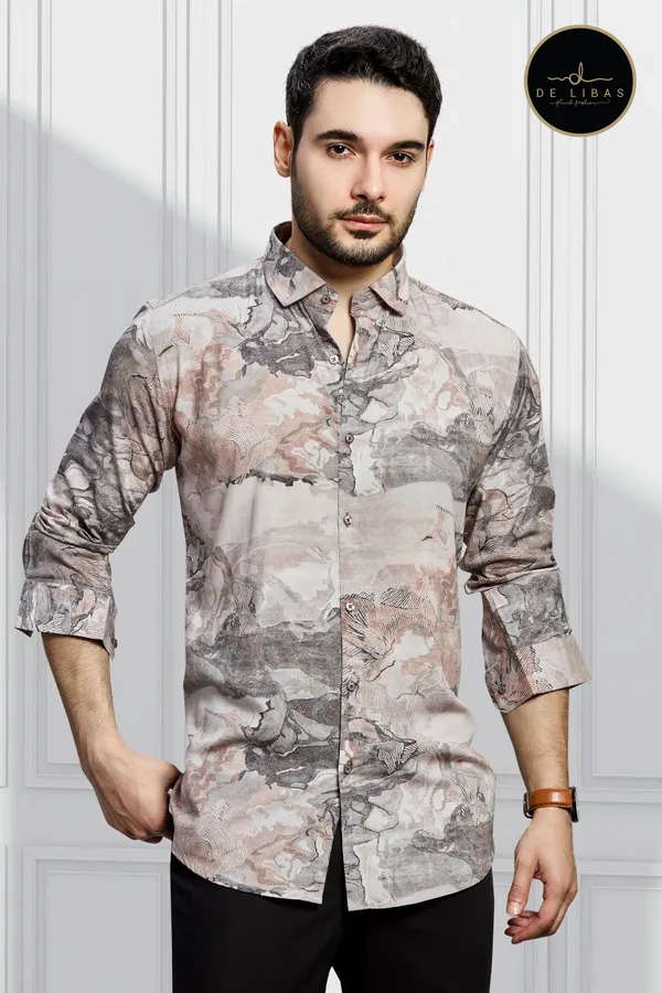 Beige_&_Grey_Abstract_Tencel_Digital_Print_Shirt_for_Men