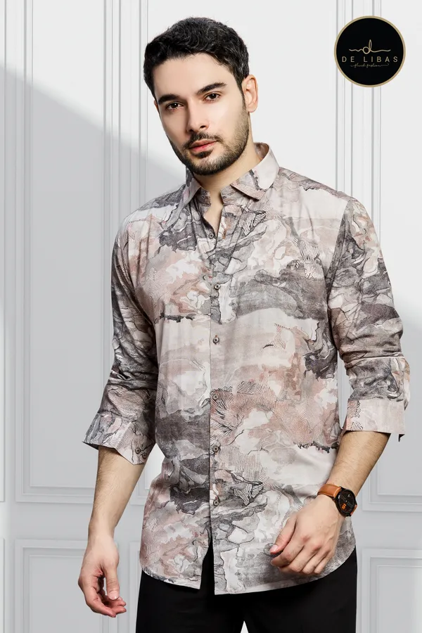 Beige_&_Grey_Abstract_Tencel_Digital_Print_Shirt_for_Men