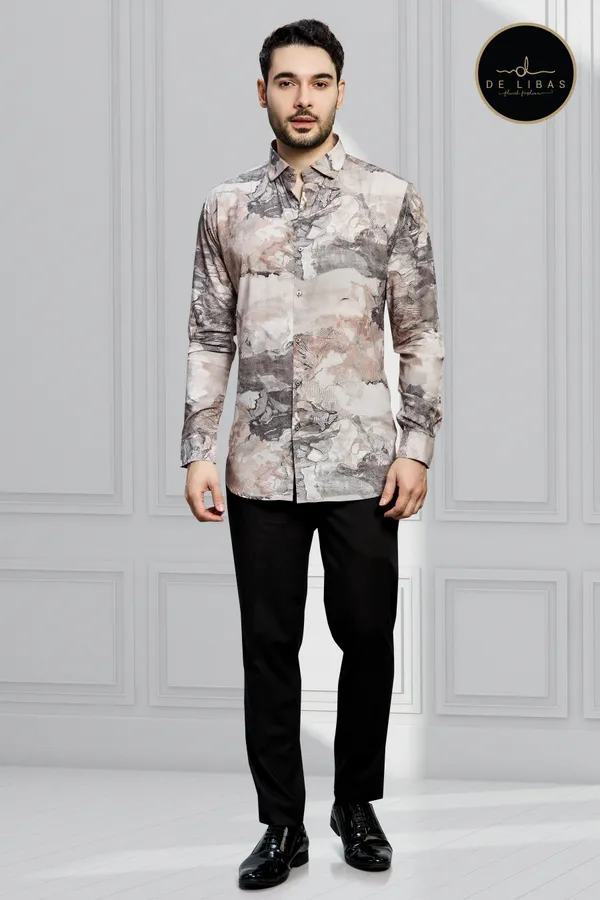 Beige_&_Grey_Abstract_Tencel_Digital_Print_Shirt_for_Men