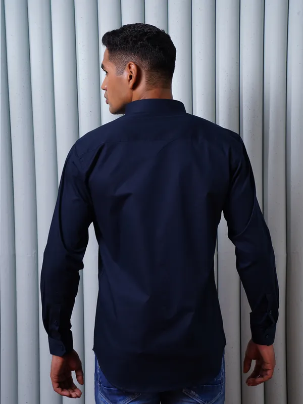 Navy_Blue_Monopoly_Premium_Lycra_Shirt_For_Men