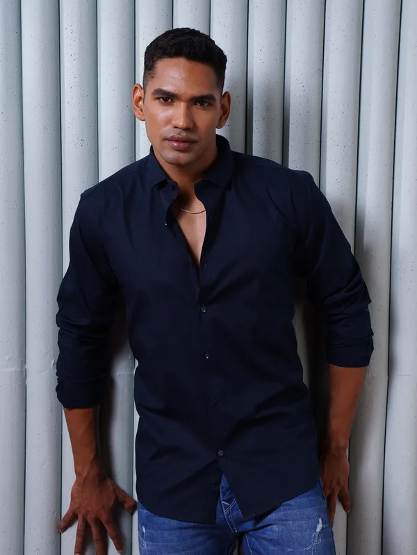 Navy_Blue_Monopoly_Premium_Lycra_Shirt_For_Men