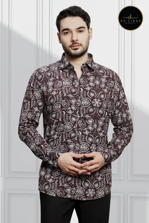 Wine_And_Cream_Tencil_Digital_Print_Shirt_For_Men