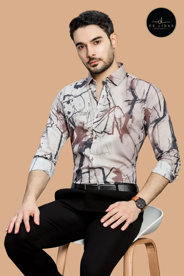 Brown_Colour_Abstract_Rayon_Digital_Print_Shirt_For_Men