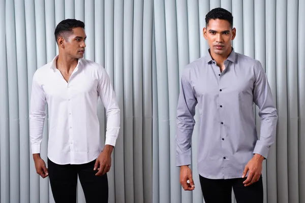 White_&_Grey__Premium_Cotton_And__Spandex_Shirt_Combo_Pack_of_2_for_Men