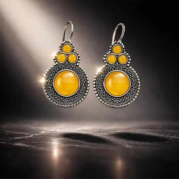 4_Pair_Multicolour_Round_Stone_Drop_Earrings_for_Women_&_Girls