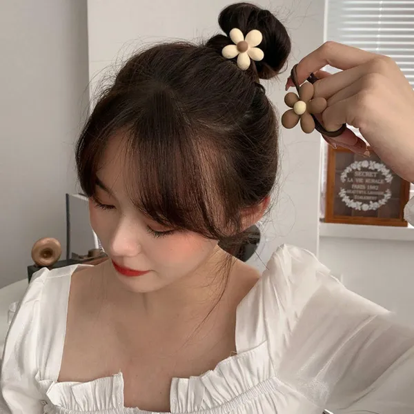 7_Pcs_Cute_Hair_Rubber_Bands_&_Scrunchies_Set_–_Brown_&_Cream_Elastic_Hair_Ties_with_Bow,_Flower,_Teddy_&_Ice_Cream_Charms_for_Girls_&_Women