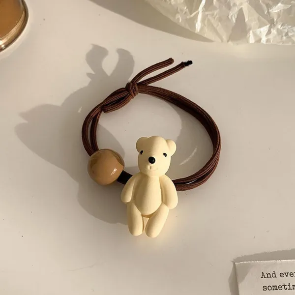 7_Pcs_Cute_Hair_Rubber_Bands_&_Scrunchies_Set_–_Brown_&_Cream_Elastic_Hair_Ties_with_Bow,_Flower,_Teddy_&_Ice_Cream_Charms_for_Girls_&_Women