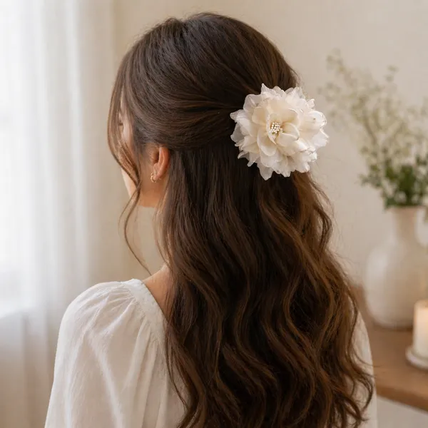 Beautiful_Flower_Hairclip_For_Women_&_girls_,Cream_Colour