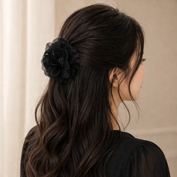 Beautiful_Flower_Hairclip_For_Women_&_girls_,_Black__Colour