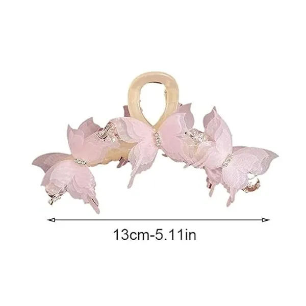 1_pcs_White_Colour_Butterfly_Pearl_Hair_Claw_Clip_for_Women