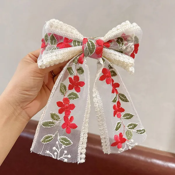 1_pcs_Red_Colour_Flower_Bow_Fabric_Hair_Clips_for_Girls_&_Women_