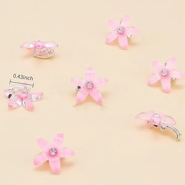 10_pcs__Pink_Colour_Flower_Hair_Clips_for_Girls_&_Women_