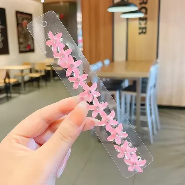 10_pcs__Pink_Colour_Flower_Hair_Clips_for_Girls_&_Women_