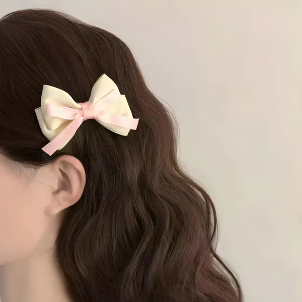 Pink_&_White_Fabric_Korean_Hair_Accessories_For_Women_And_Girl