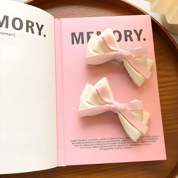 Pink_&_White_Fabric_Korean_Hair_Accessories_For_Women_And_Girl