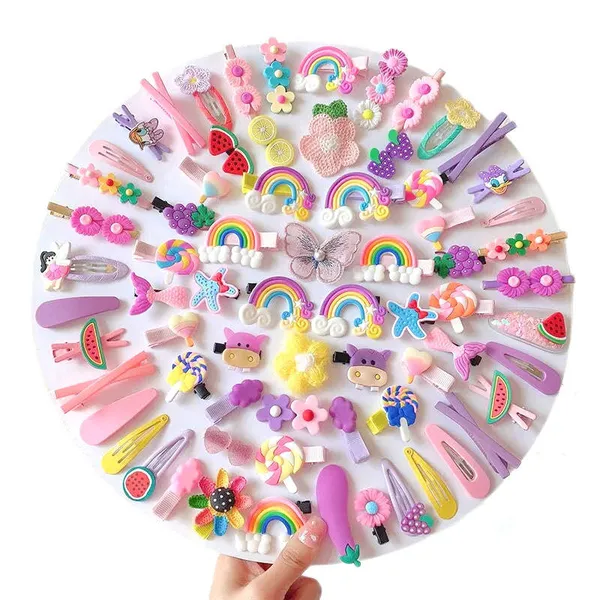 14_pcs_Pink_Colour_Hair_Clips_for_Baby_Girls_–_Cute_Cartoon_Fruit,_Animal_&_Flower_Hair_Pins_