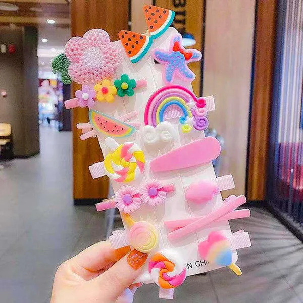 14_pcs_Pink_Colour_Hair_Clips_for_Baby_Girls_–_Cute_Cartoon_Fruit,_Animal_&_Flower_Hair_Pins_