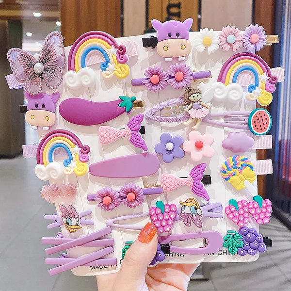 14_pcs_Purple_Colour_Hair_Clips_for_Baby_Girls_–_Cute_Cartoon_Fruit,_Animal_&_Flower_Hair_Pins_
