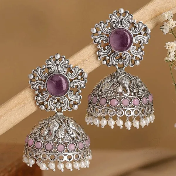 Oxidised_Silver-Plated_Elephant_Motif_Jhumka_Earrings_for_women_&_girls_