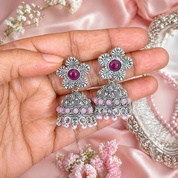 Oxidised_Silver-Plated_Elephant_Motif_Jhumka_Earrings_for_women_&_girls_