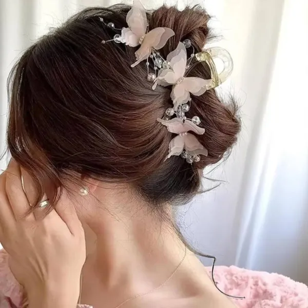 Pack_of_2_Pcs__Elegant_Floral_Butterfly_Plastic_Hair_Claw_Clip_for_Women_(_Peach_&_Cream)_–_Pearl_&_Crystal_Embellished_Designer_Clutcher_|_Bridal_Bun_Accessory_|_Wedding,_Party_&_Festive_Hair_Styling_Clip