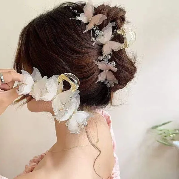 Pack_of_2_Pcs__Elegant_Floral_Butterfly_Plastic_Hair_Claw_Clip_for_Women_(_Peach_&_Cream)_–_Pearl_&_Crystal_Embellished_Designer_Clutcher_|_Bridal_Bun_Accessory_|_Wedding,_Party_&_Festive_Hair_Styling_Clip