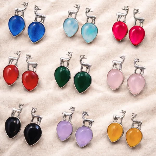 Pack_of_5_Pcs_Oxidised_Deer_Design_Stone_Stud_Earrings_for_Women_–_Random_Assorted_Colours