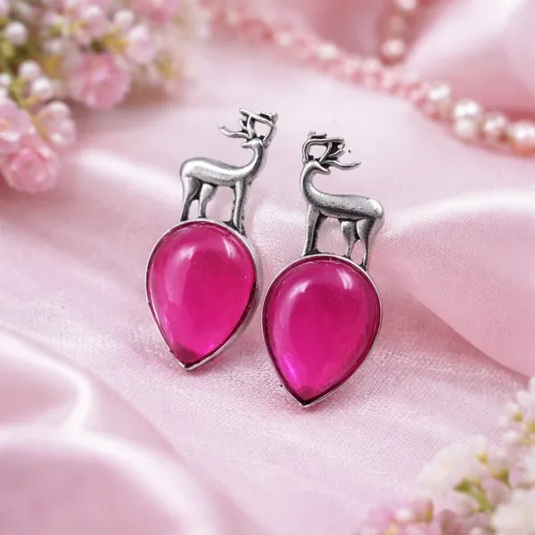 Pack_of_5_Pcs_Oxidised_Deer_Design_Stone_Stud_Earrings_for_Women_–_Random_Assorted_Colours