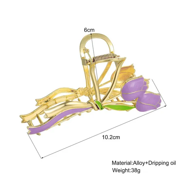 Purple_Elegant_Tulip_Metal_Hair_Claw_Clip_–_Korean_Style_Golden_Clutcher_for_Women_&_Girls