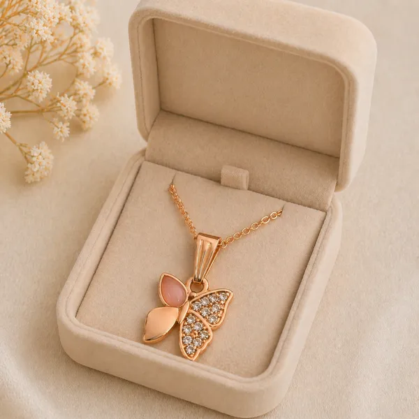 Rose_Gold_Butterfly_Pendant_Necklace_For_Women_&_Girls