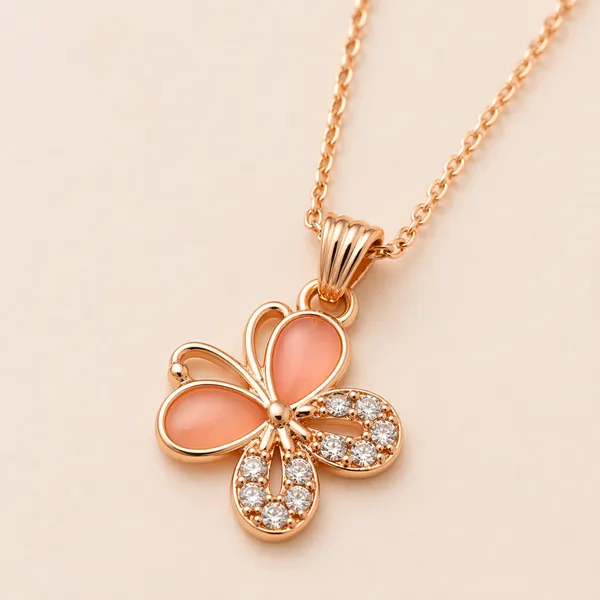 Rose_Gold_Butterfly_Pendant_Necklace_For_Women_&_Girls