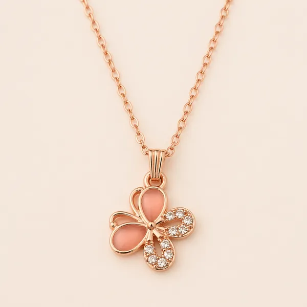 Rose_Gold_Butterfly_Pendant_Necklace_For_Women_&_Girls