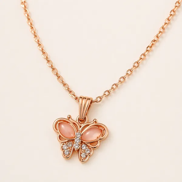 Rose_Gold_Butterfly_Pendant_Necklace_For_Women_&_Girls_