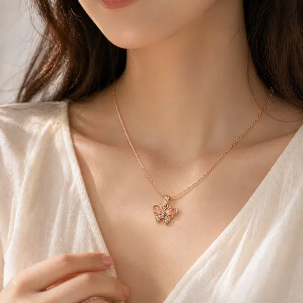 Rose_Gold_Butterfly_Pendant_Necklace_For_Women_&_Girls_