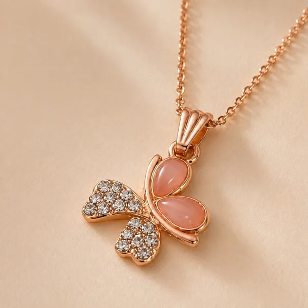 Rose_Gold_Butterfly_Pendant_Necklace_For_Women_&_Girls_
