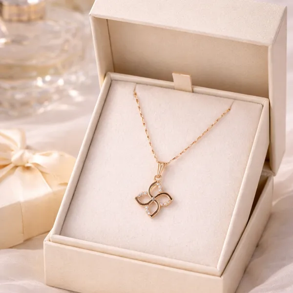 Rose_Gold_Clover_Pendant_Necklace_for_Women_|_Crystal_Studded_Elegant_Daily_Wear_Chain_|_Stylish_Gift_Jewellery_|_Perfect_gift_for_Women_and_Girls