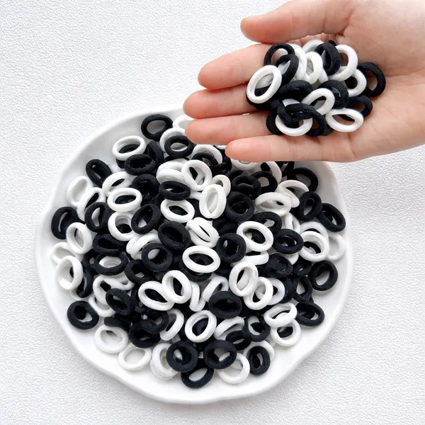 100_pcs_Black_&_White__Mini_Baby_Hair_Ties_for_Girls_and_Kids