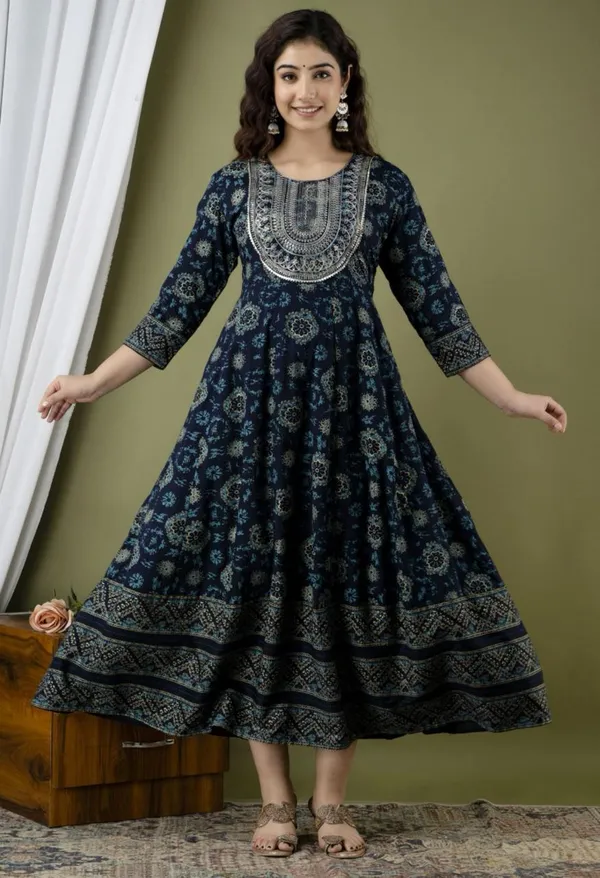 Blue_Rayon_Fabric_Anarkali_Kurti_For_Women