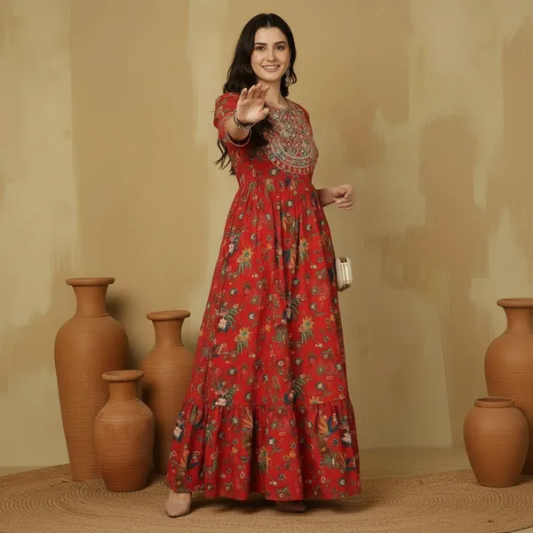 Red_Rayon_Fabric_Anarkali_Kurti_For_Women